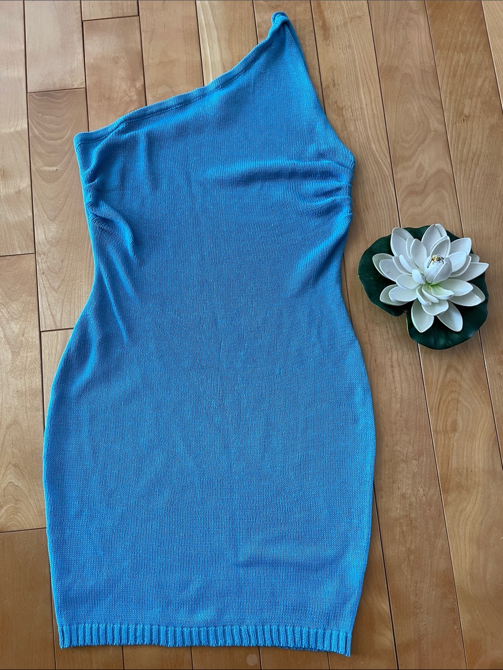M.  One-Shoulder Turquoise Bodycon Dress - Women
